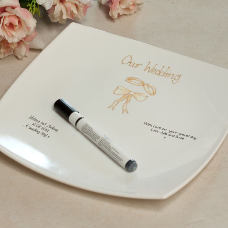 Rings And Ribbon Wedding Guest Signing Plate The Gift Experience