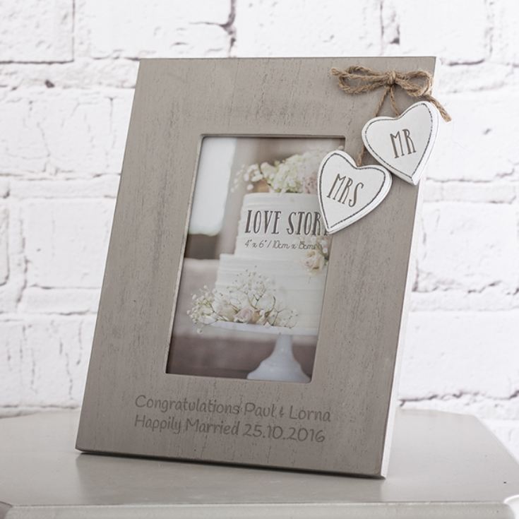 Personalised Mr & Mrs Wooden Hearts Frame product image