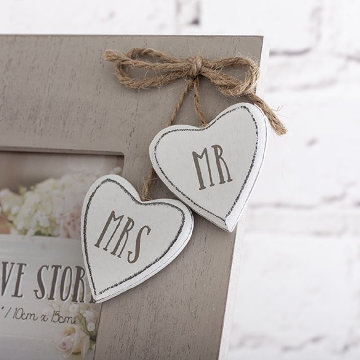 Personalised Mr & Mrs Wooden Hearts Frame product image