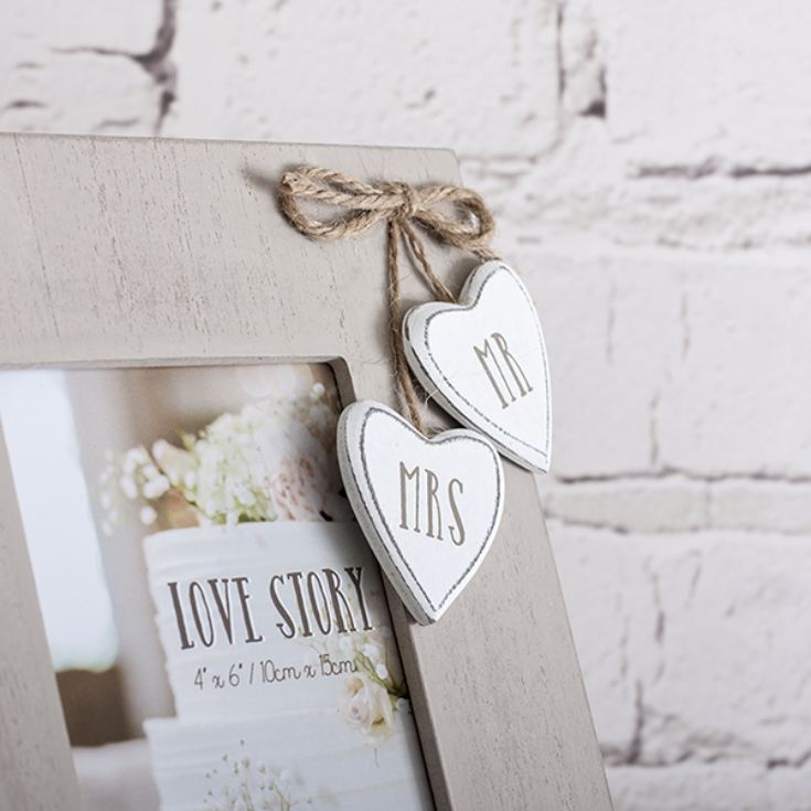 Personalised Mr & Mrs Wooden Hearts Frame product image