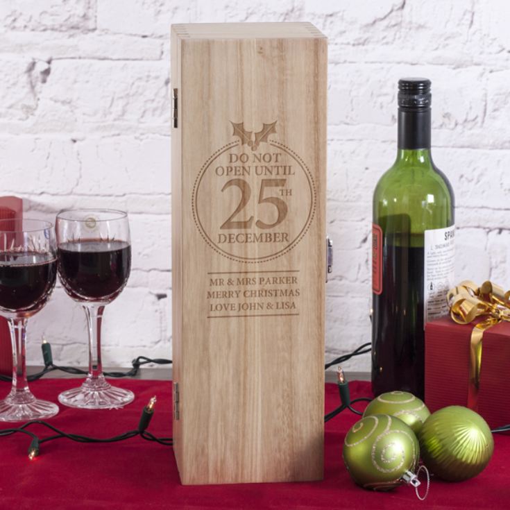 Personalised 25th December Luxury Wooden Wine Box product image