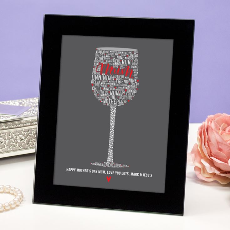 Personalised Mum Wine Glass Of Words Framed Print product image