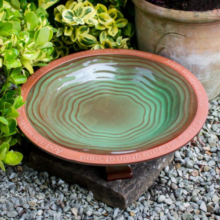 Terracotta Echoes Bird Bath with William Blake Quote product image