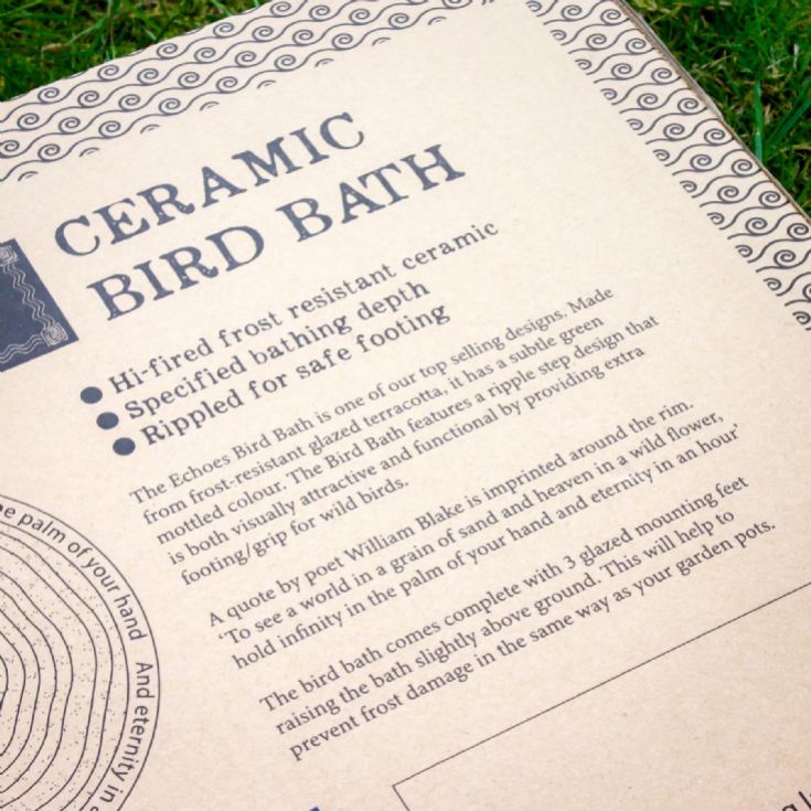 Terracotta Echoes Bird Bath with William Blake Quote product image