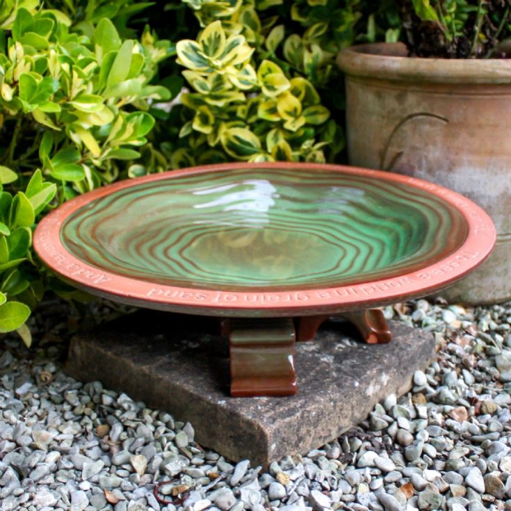 Terracotta Echoes Bird Bath with William Blake Quote product image