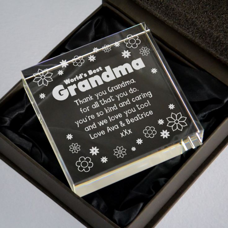 Personalised Worlds Best Grandma Glass Keepsake product image