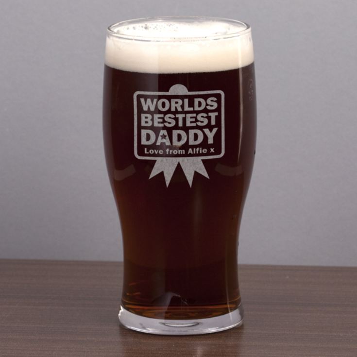 Worlds Best Daddy Personalised Pint Glass product image