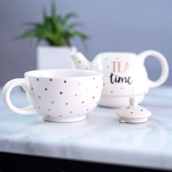 Metallic Monochrome Tea Time Teapot For One product image