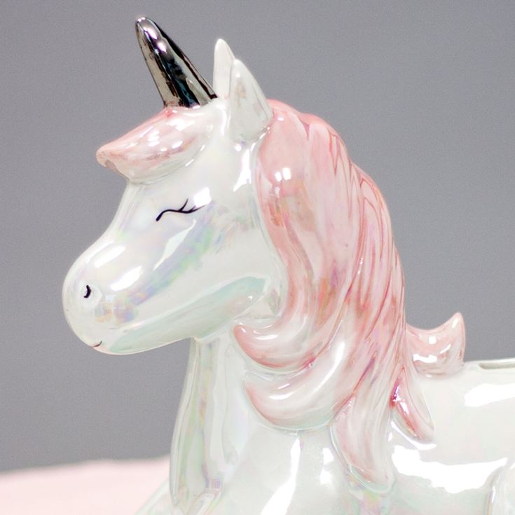 Sass and Belle Pink Shiny Ceramic Rainbow Unicorn Money Box Piggy Bank Saving 