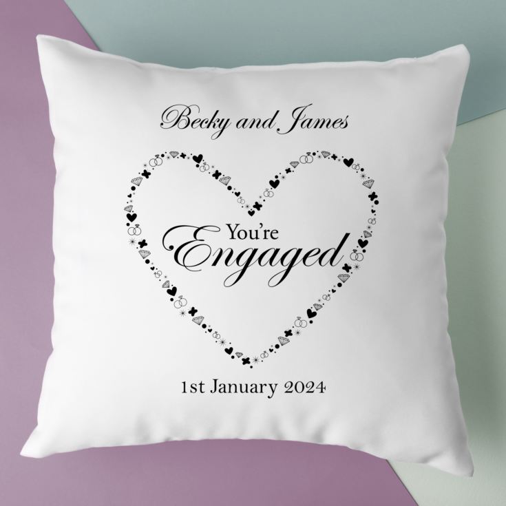 Personalised You're Engaged Heart Design Cushion product image