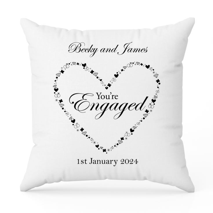 Personalised You're Engaged Heart Design Cushion product image