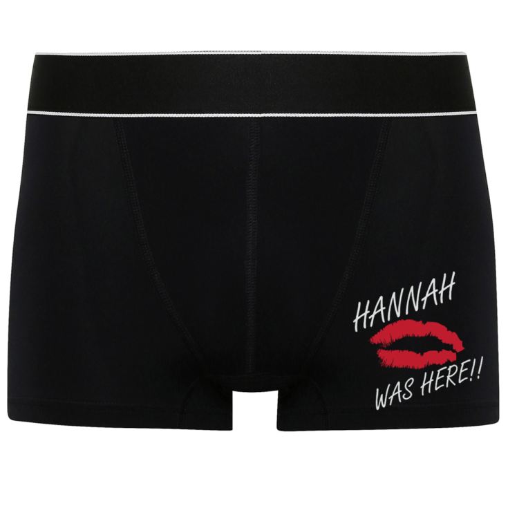 Personalised Your Name Was Here Black Boxer Shorts product image