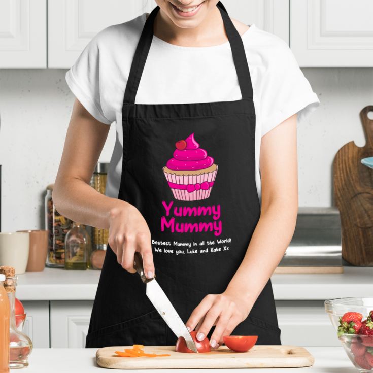 Personalised Yummy Mummy Black Apron product image