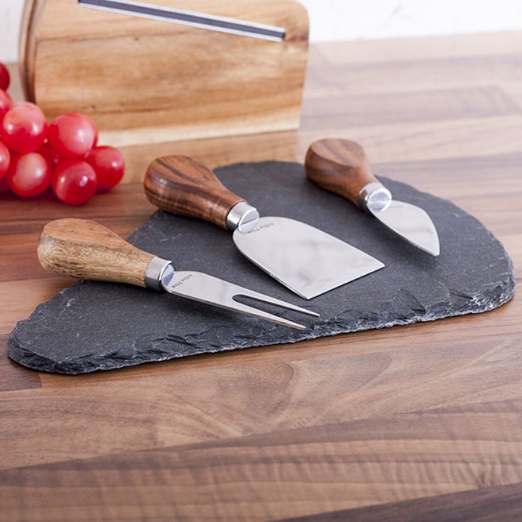 Personalised Slate Cheese Board & 3 Knives The Gift Experience