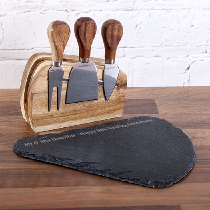 Personalised Slate Cheese Board & 3 Knives The Gift Experience