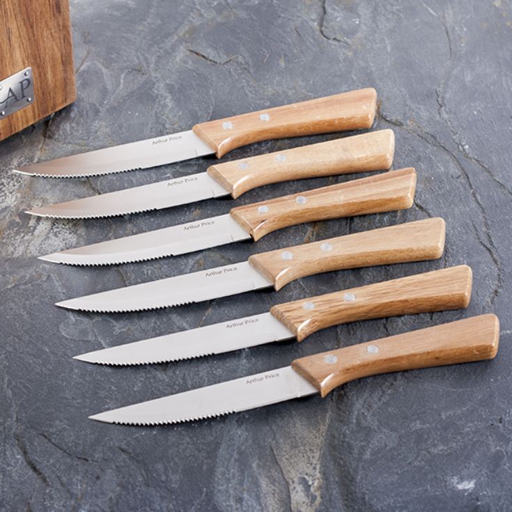 Personalised Wooden Block With 6 Steak Knives The Gift Experience