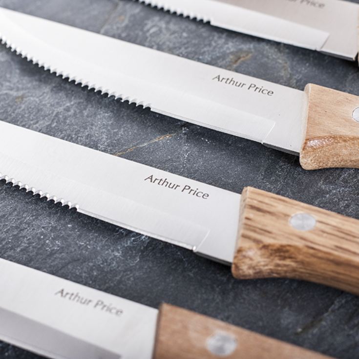 Personalised Wooden Block With 6 Steak Knives The Gift Experience