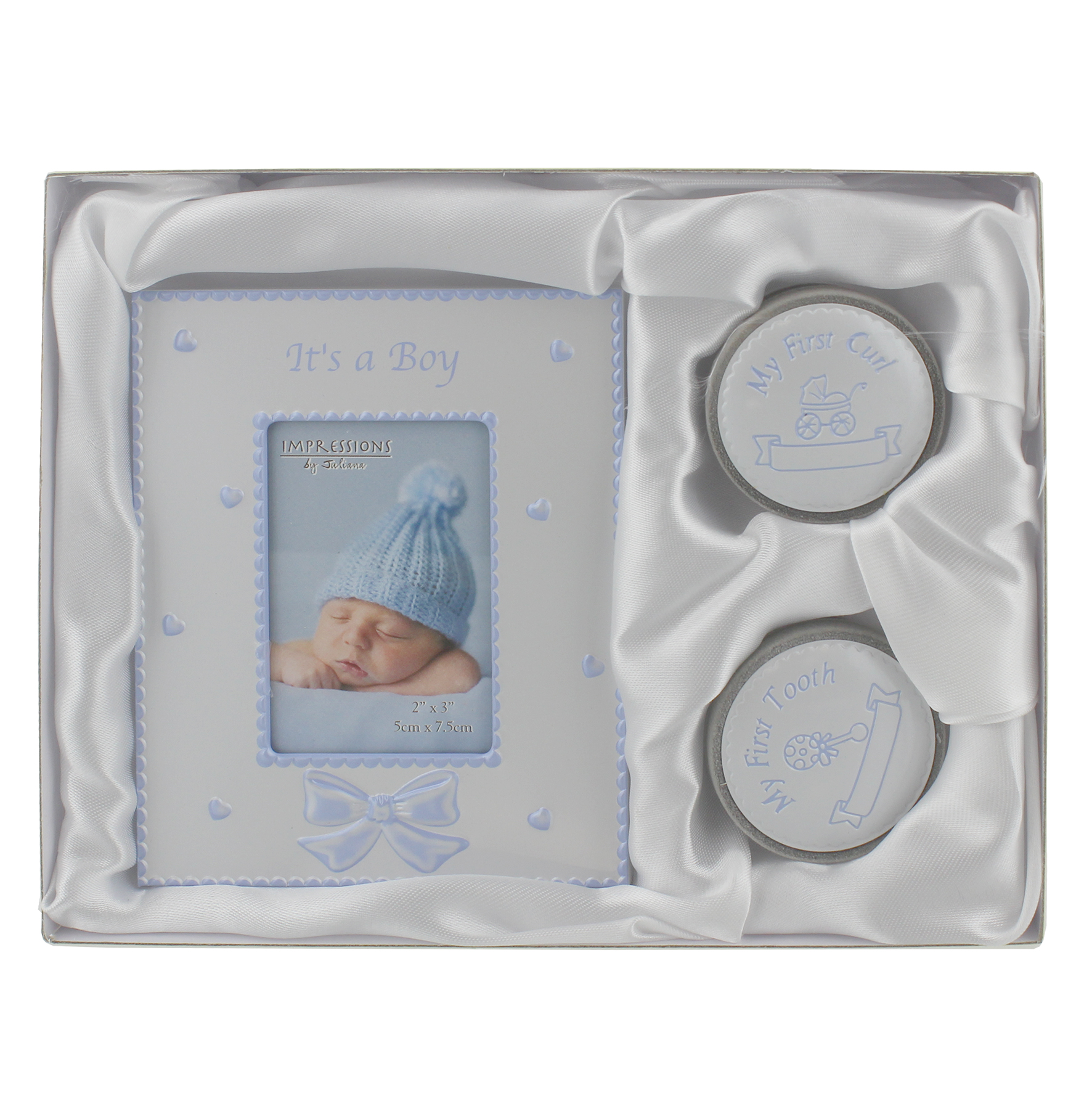 ITS A BOY GIRL PHOTO FRAME & MY FIRST TOOTH CURL BOX BABY GIFT SET BOXED PRESENT 
