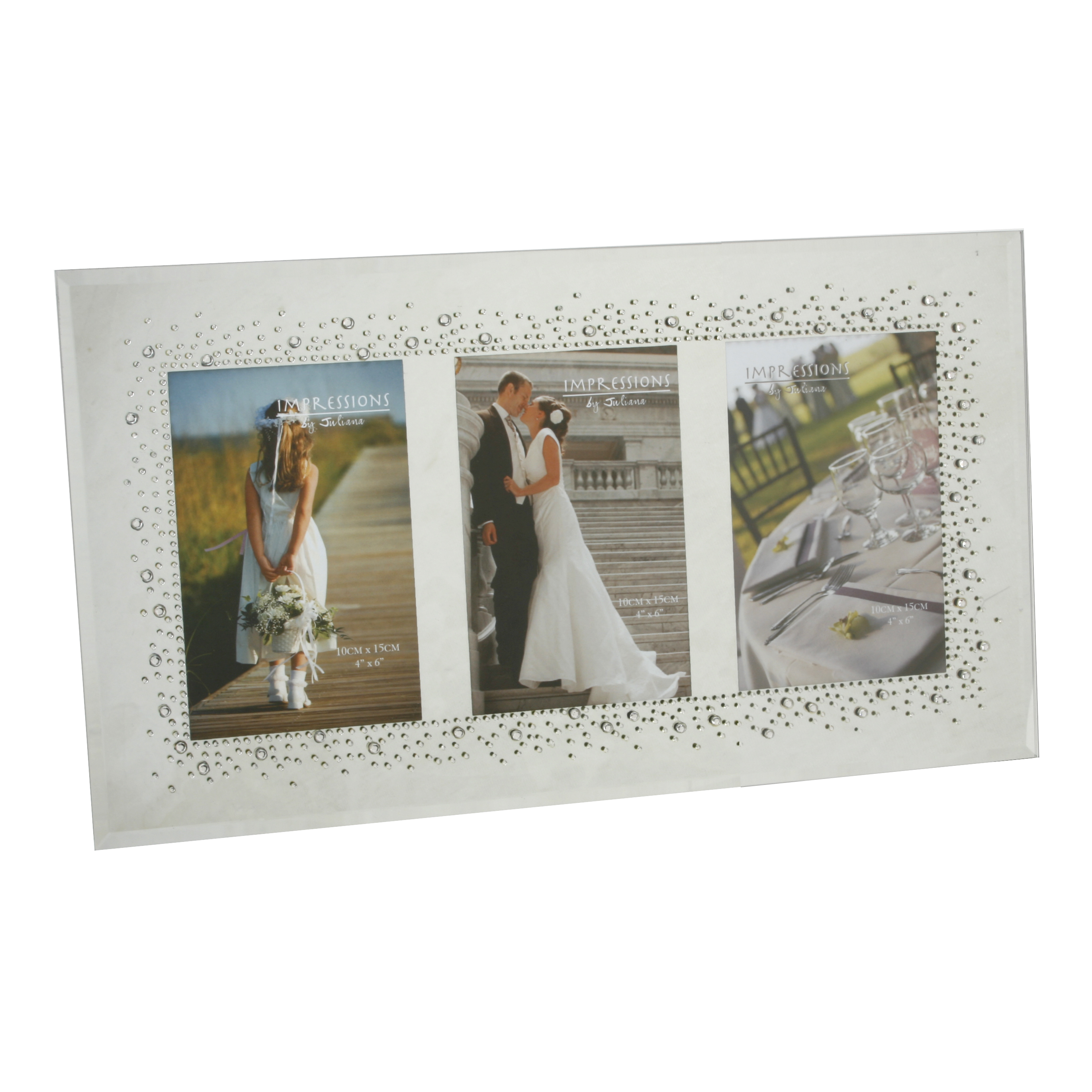 Glitter Mirror Glass Photo Frame Starburst Crystals Wedding Engagement Gift 4x6 