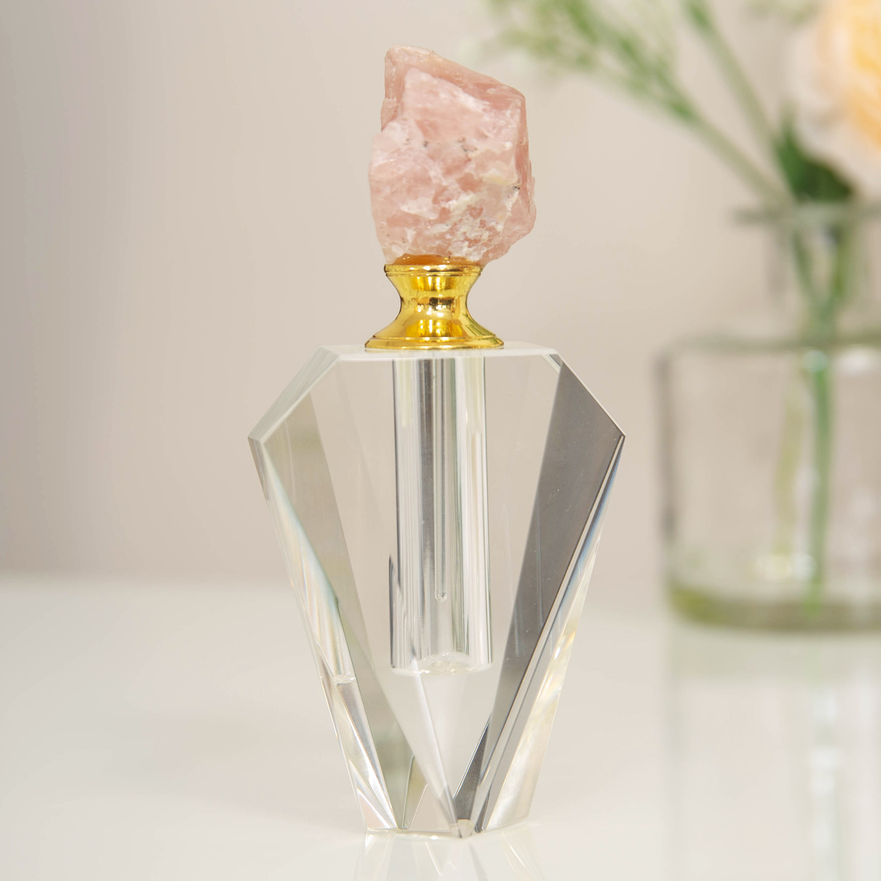 pink crystal perfume bottle