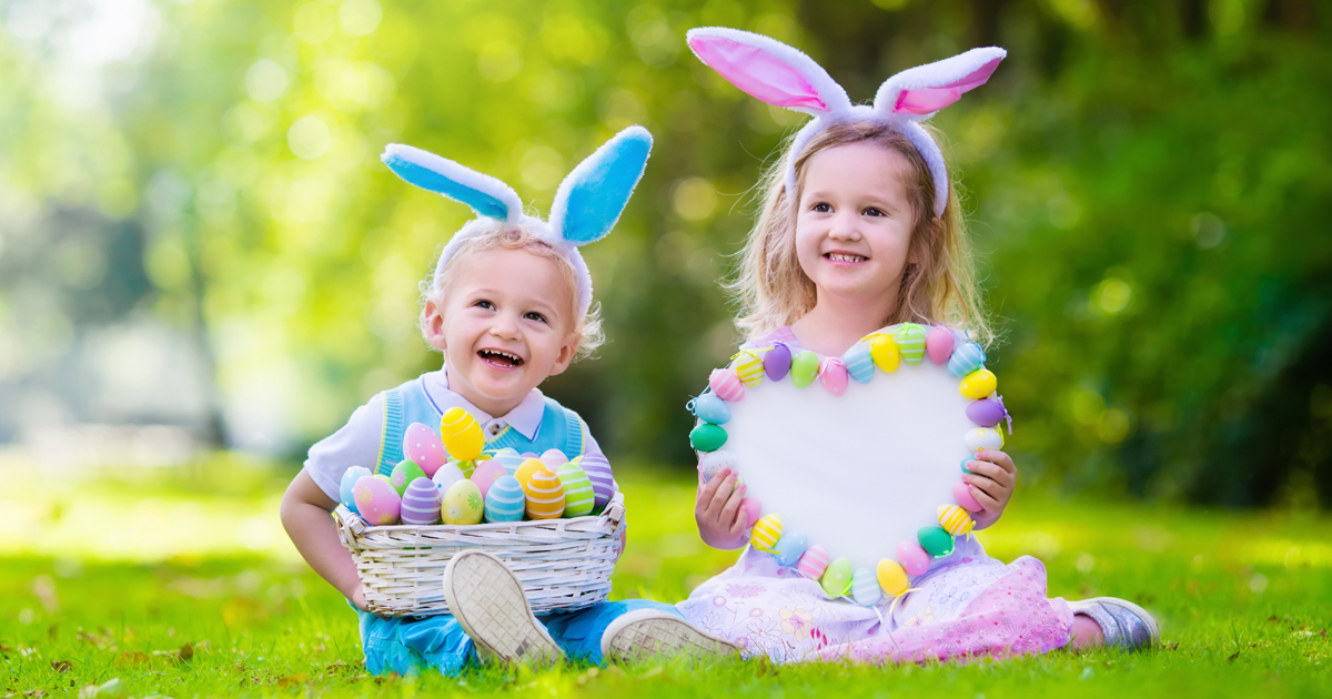 children going on an easter themed picnic children going on an easter themed picnic