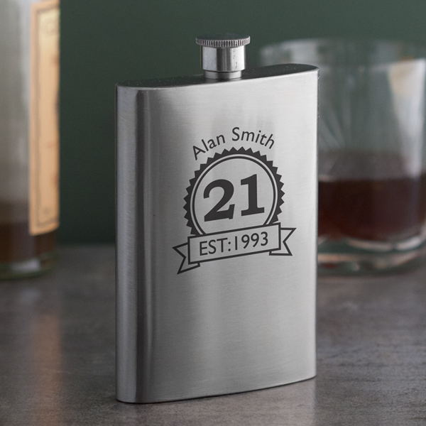 Personalised 21st Birthday Hip Flask