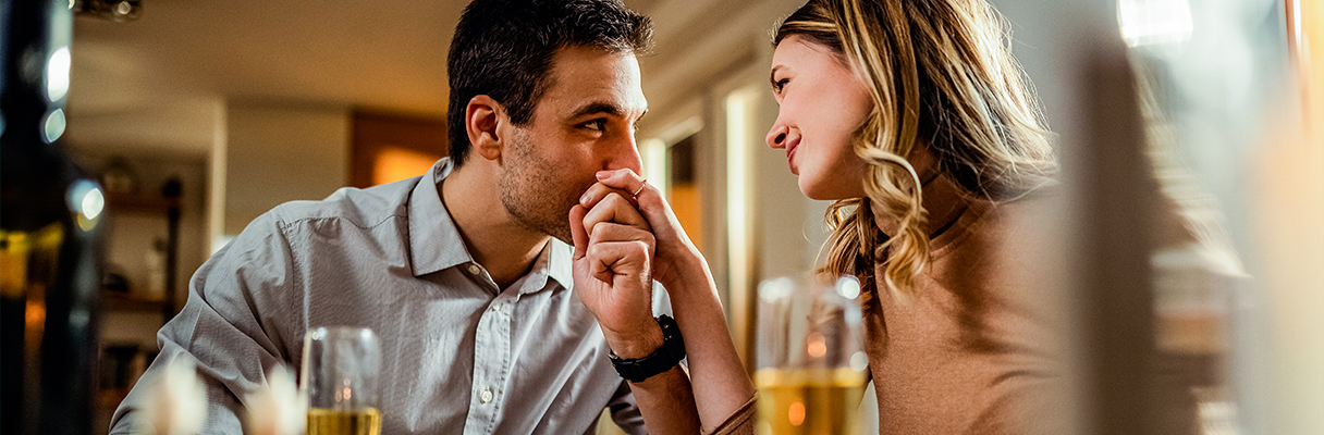 Couple enjoying a meal together as part of a romantic gift experience, perfect for anniversaries, special occasions, and memorable celebrations