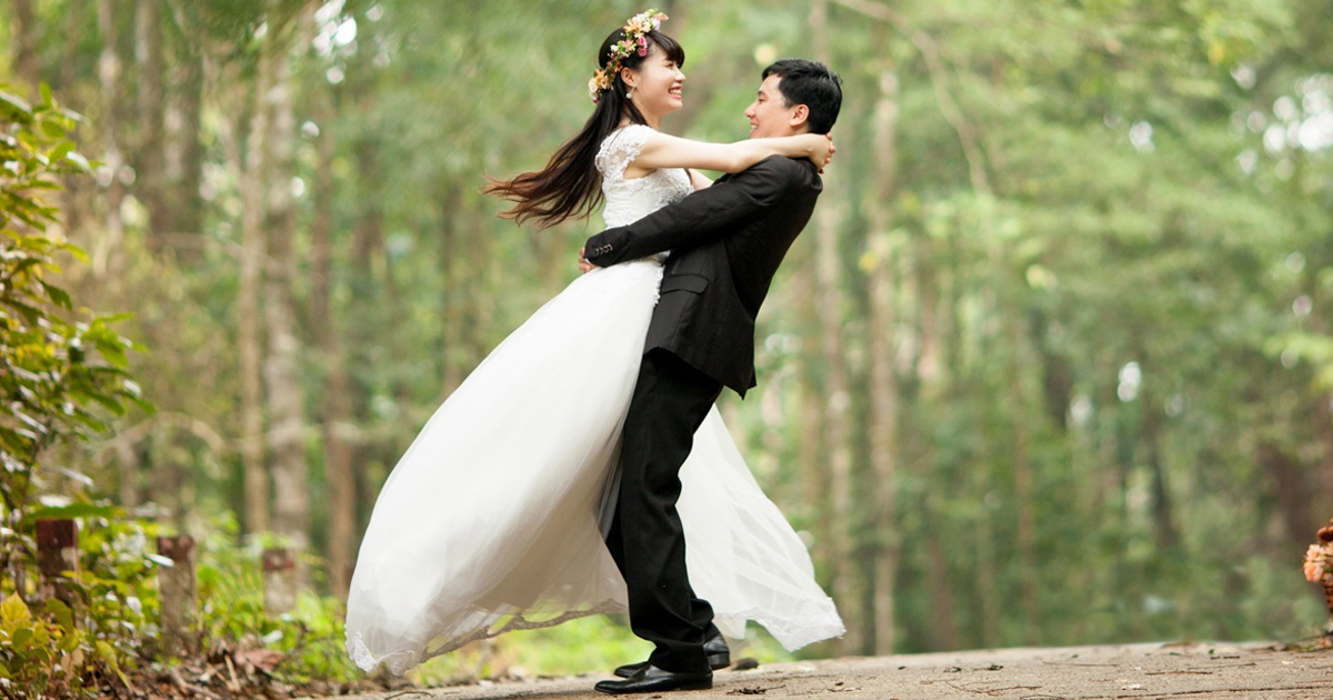 The bride and groom