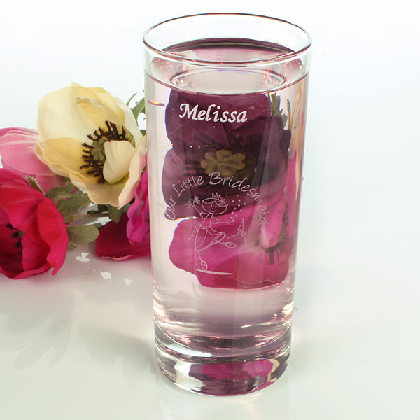 Engraved Bridesmaid Character Glass Flowergirl