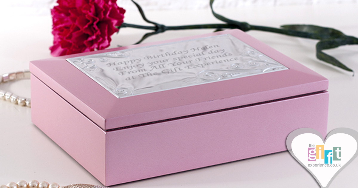 Pink Jewellery box with engraved plaque on top - Personalised Mother of the Groom gift Pink Jewellery box with engraved plaque on top - Personalised Mother of the Groom gift