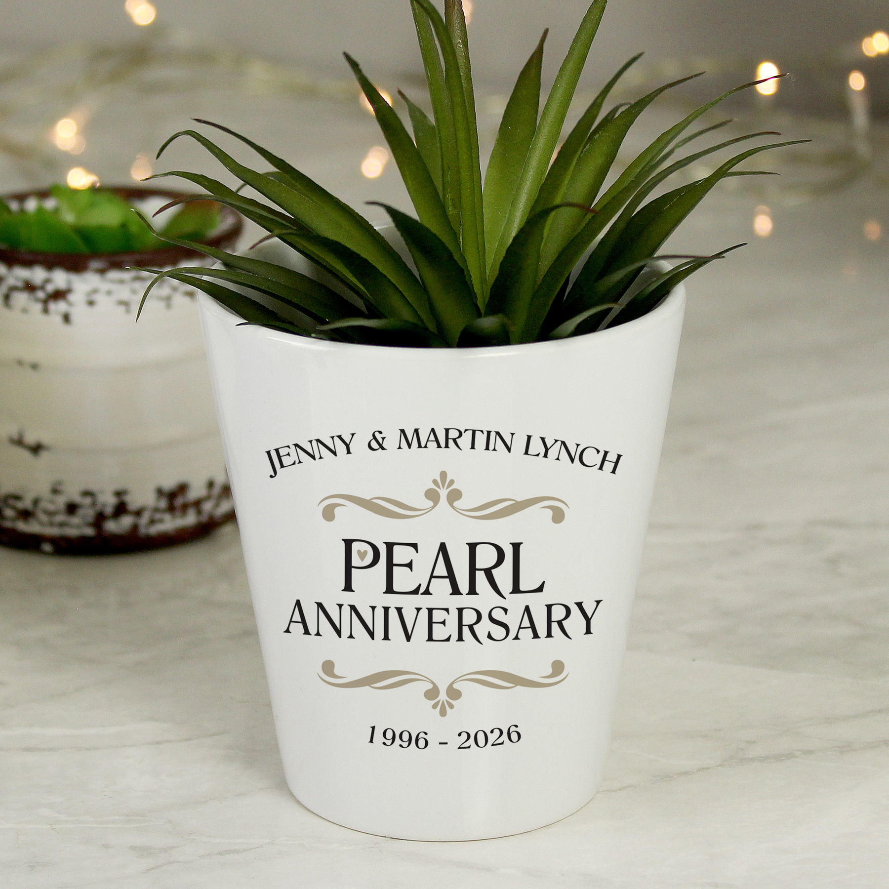 Personalised Pearl Wedding Anniversary Plant Pot | The Gift Experience