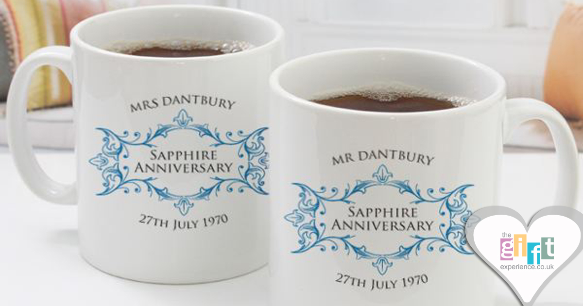 Personalised Saphire Anniversary Mugs Personalised Saphire Anniversary Mugs