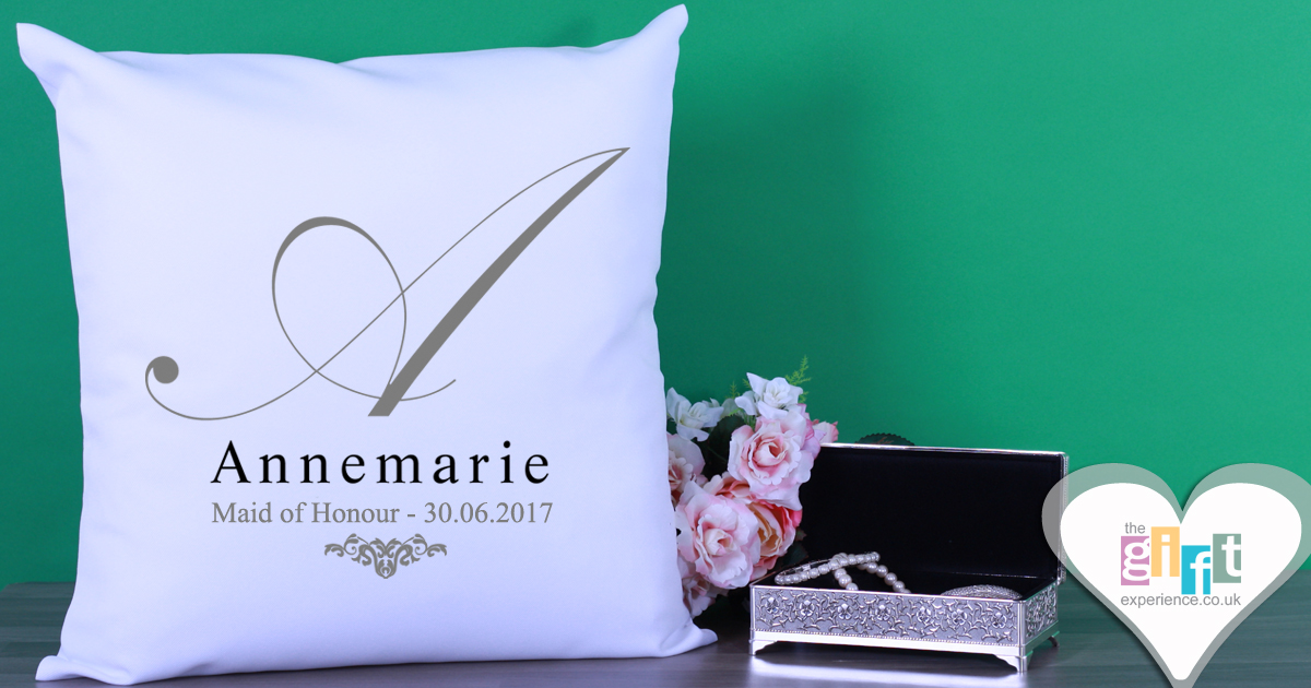 Personalised initial cushion and personalised antique jewellery box Personalised initial cushion and personalised antique jewellery box