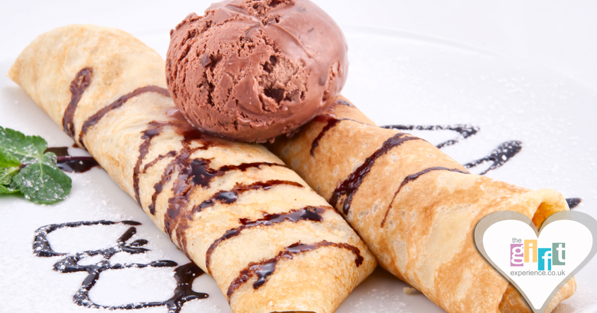 Pancakes with Chocolate sauce and ice cream