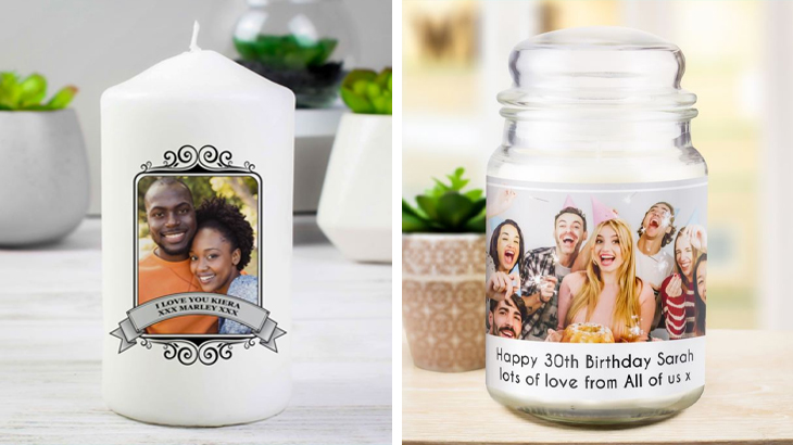 Two personalised photo candles