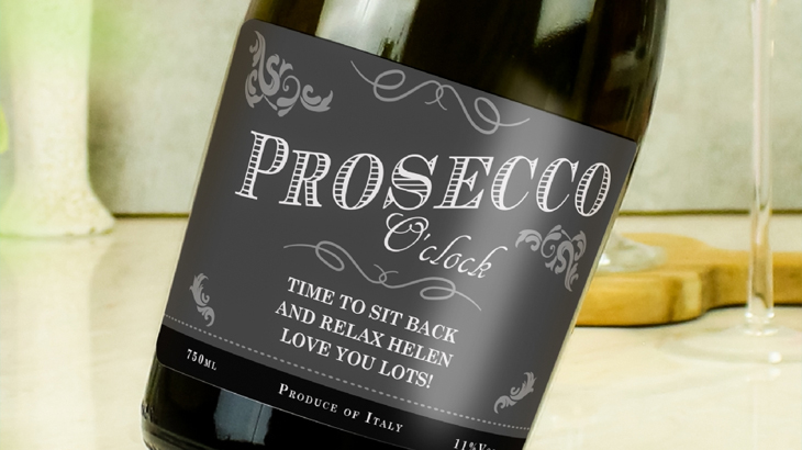 Personalised bottle of prosecco for special occasions
