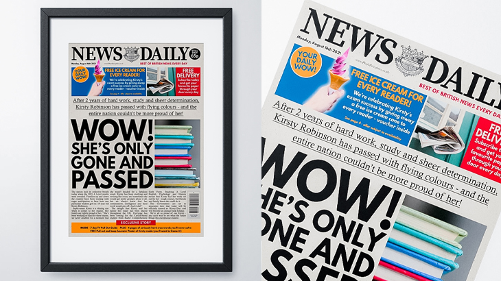 Personalised Graduation Newspaper Front Page Gift – Custom Newspaper Print with Name, Degree, and University – Unique Graduation Keepsake for Him or Her