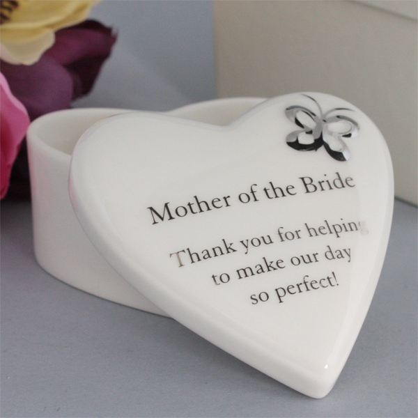 Mother of the Bride Porcelain Heart Trinket Box