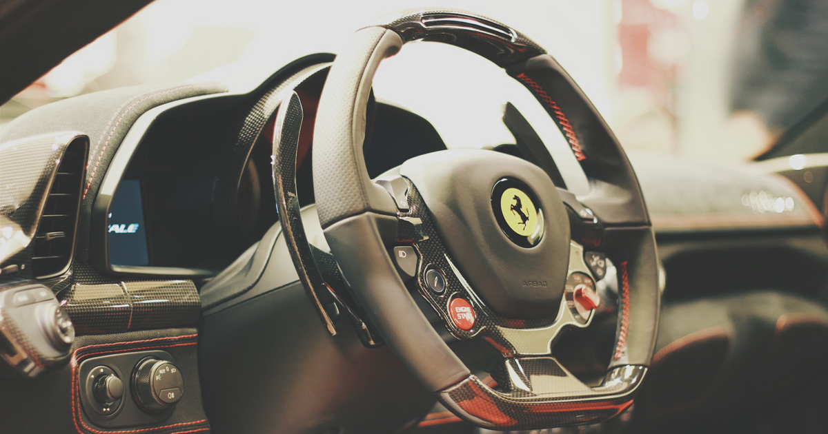 The inside of a Ferrari The inside of a Ferrari