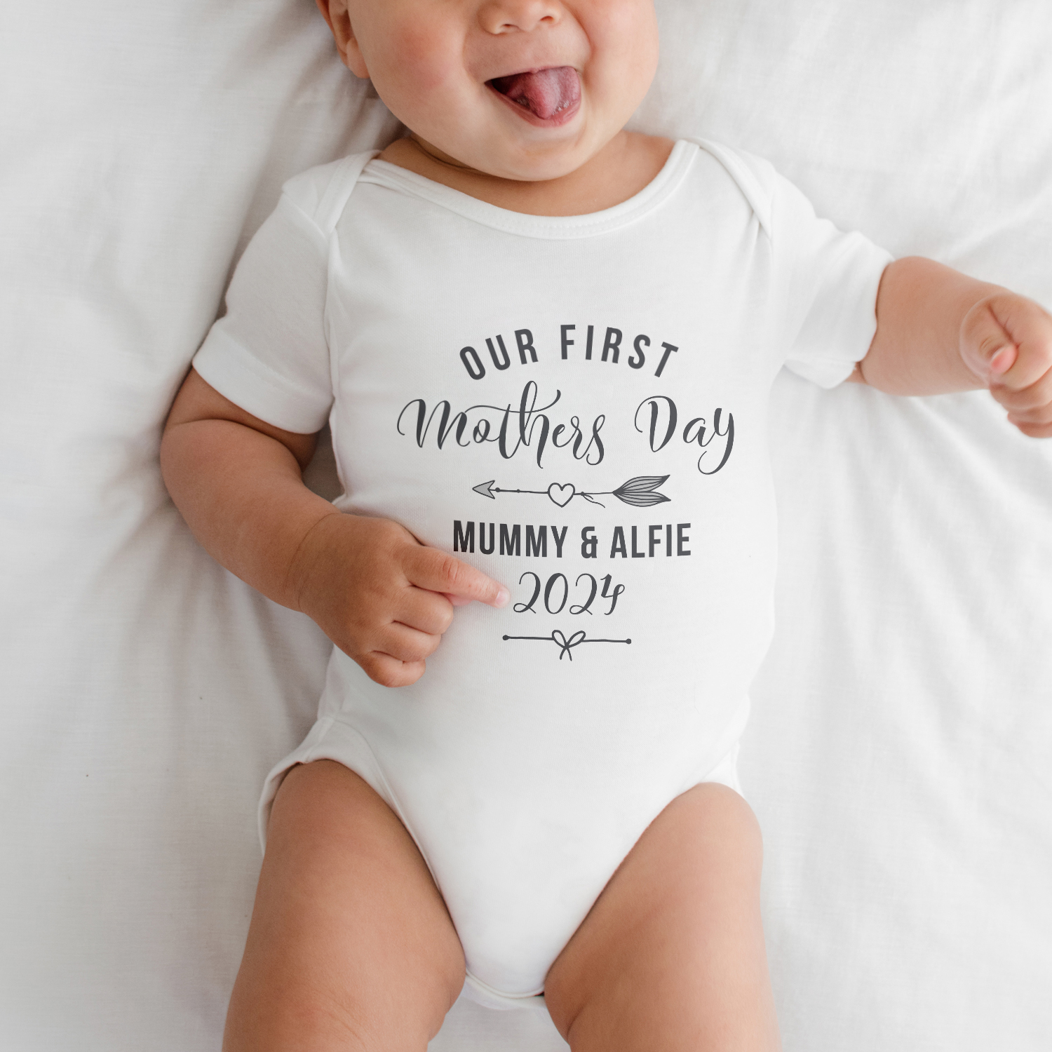 Personalised Our First Mother's Day Baby Grow