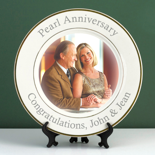 Personalised Pearl Wedding Anniversary Photo Plate