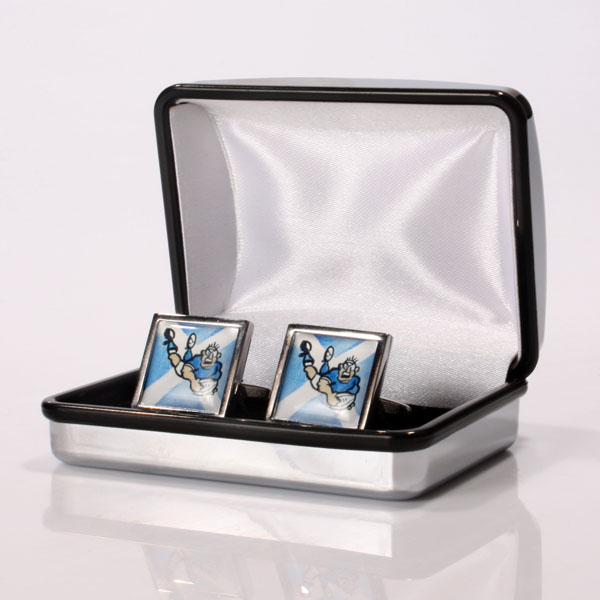 Personalised Scottish Flag & Rugby Player Cufflinks